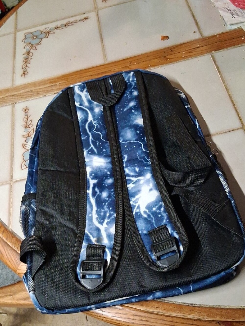 It's A Fortnight Backpack. Men's Navy Lightning Print Backpack - Picture 2 of 3